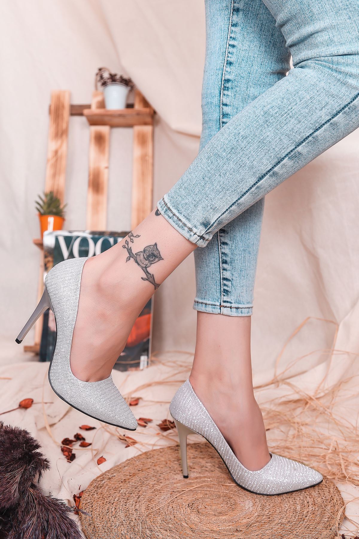 Beti-01 Stiletto Gümüş Kadın Ayakkabı