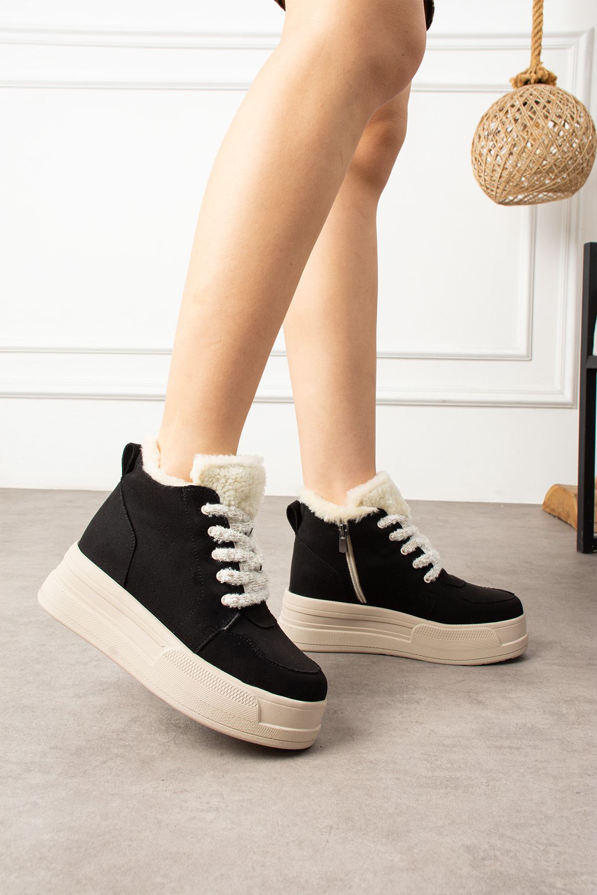 RİVA SİYAH KÜRKLÜ BOT