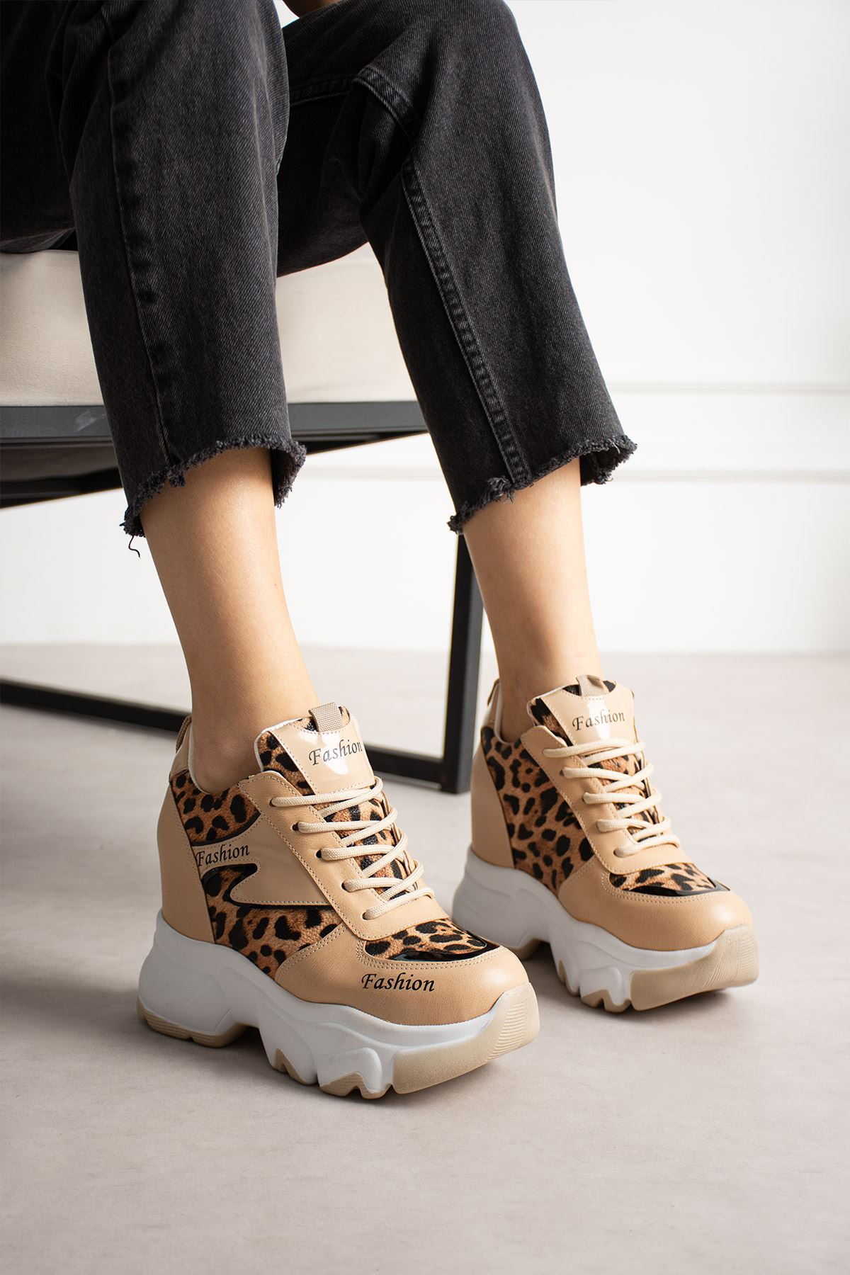 VALENCİA NUD LEOPAR GİZLİ TOPUKLU SPOR 