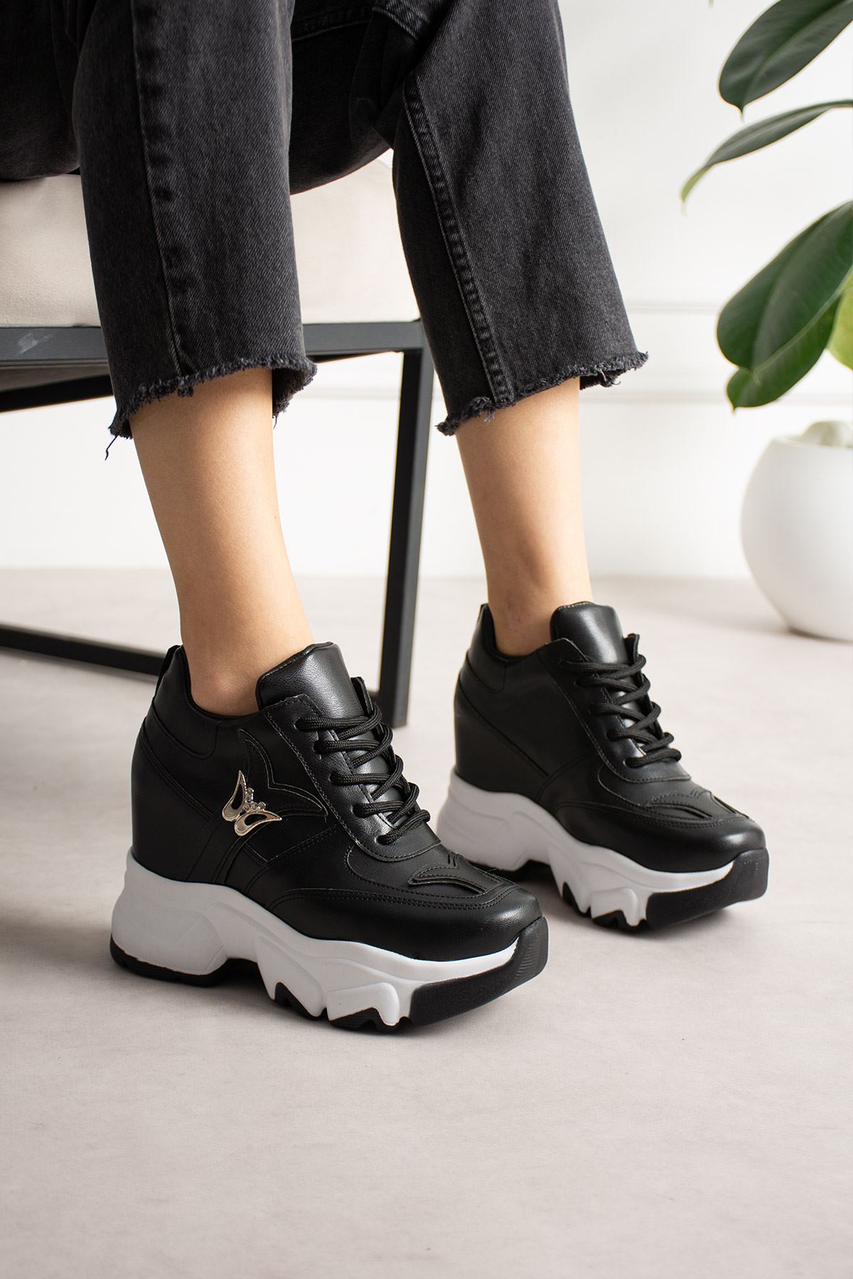 BETİS SİYAH GİZLİ TOPUKLU SPOR