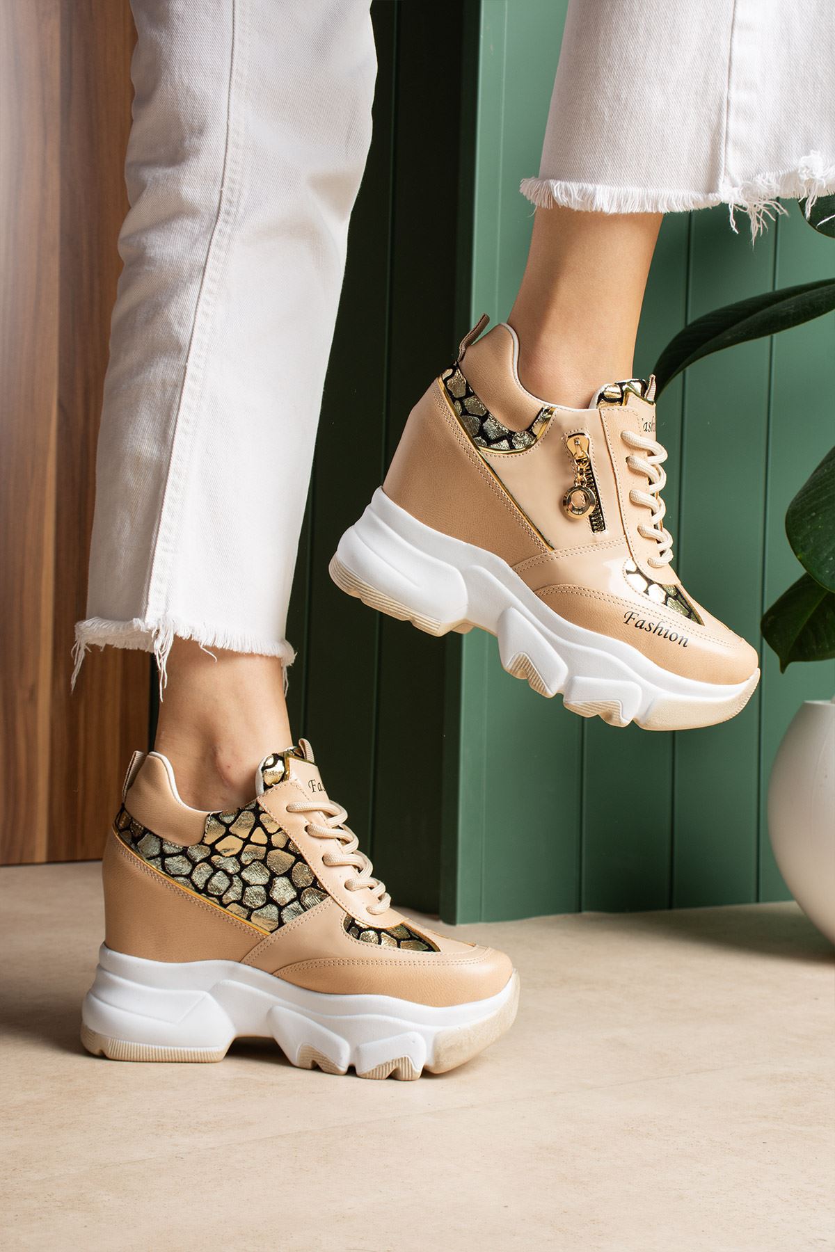 SEVİLLA NUD LEOPAR GİZLİ TOPUKLU SPOR