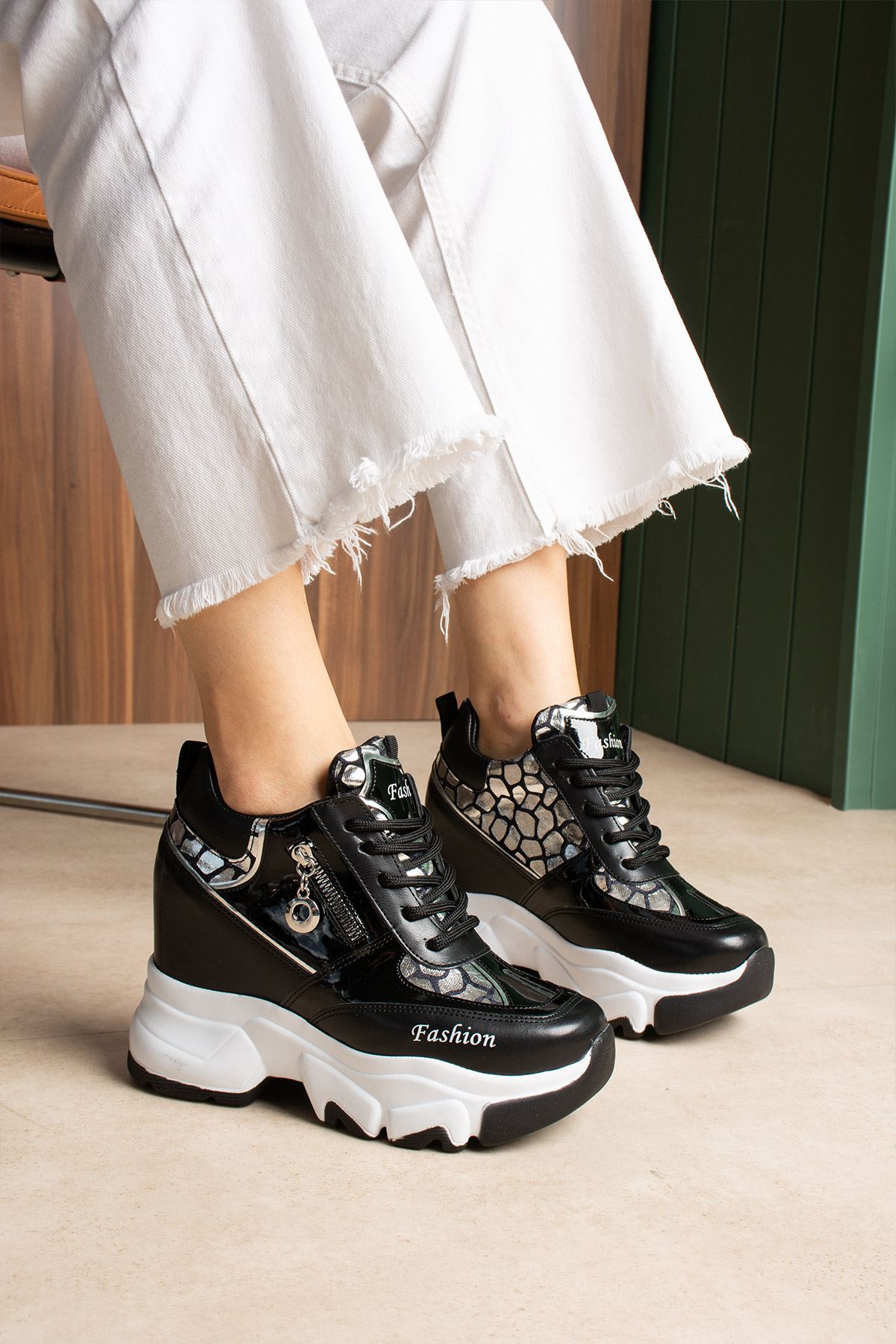 SEVİLLA SİYAH LEOPAR GİZLİ TOPUKLU SPOR