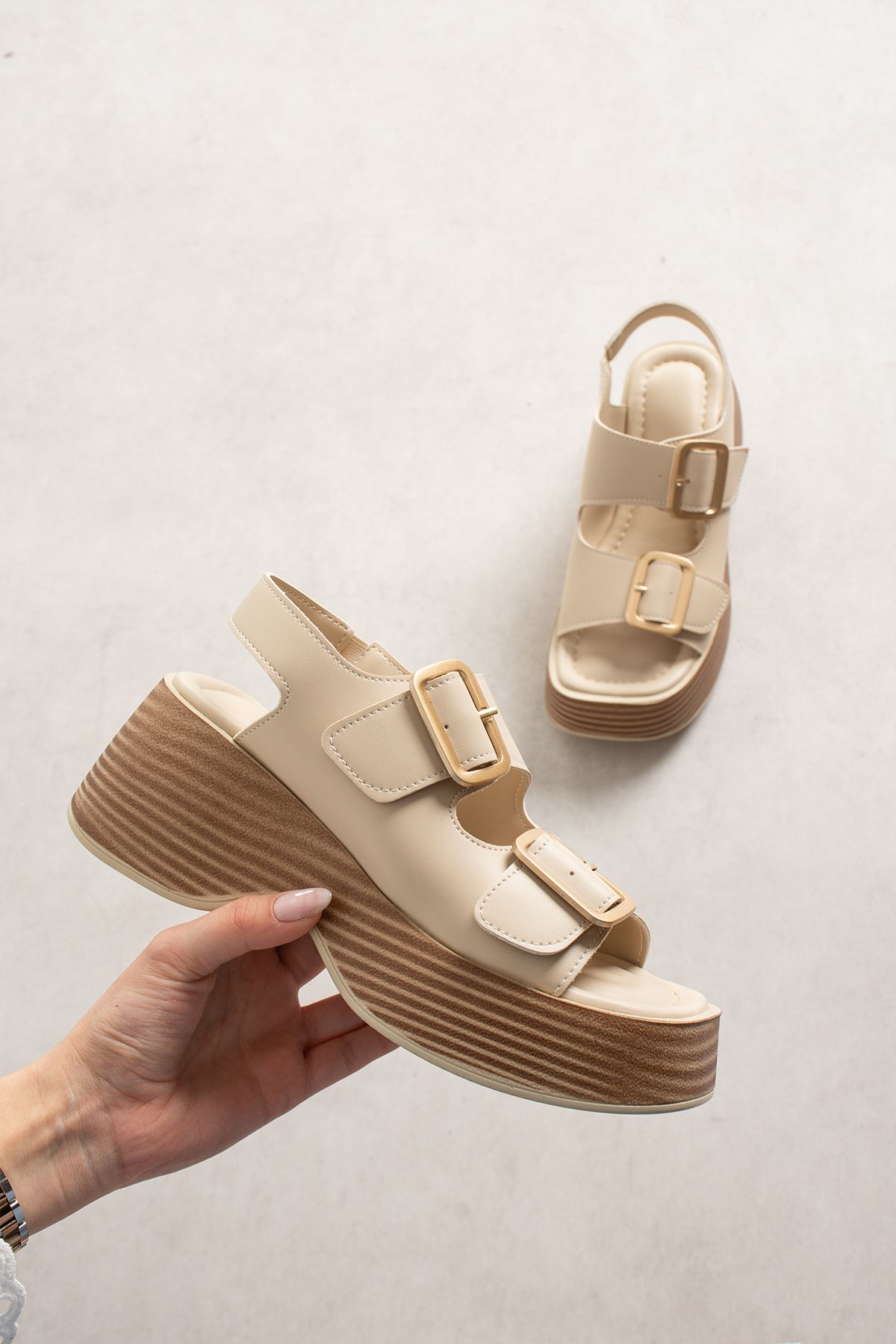 TOLYA TOKALI KREM SANDALET