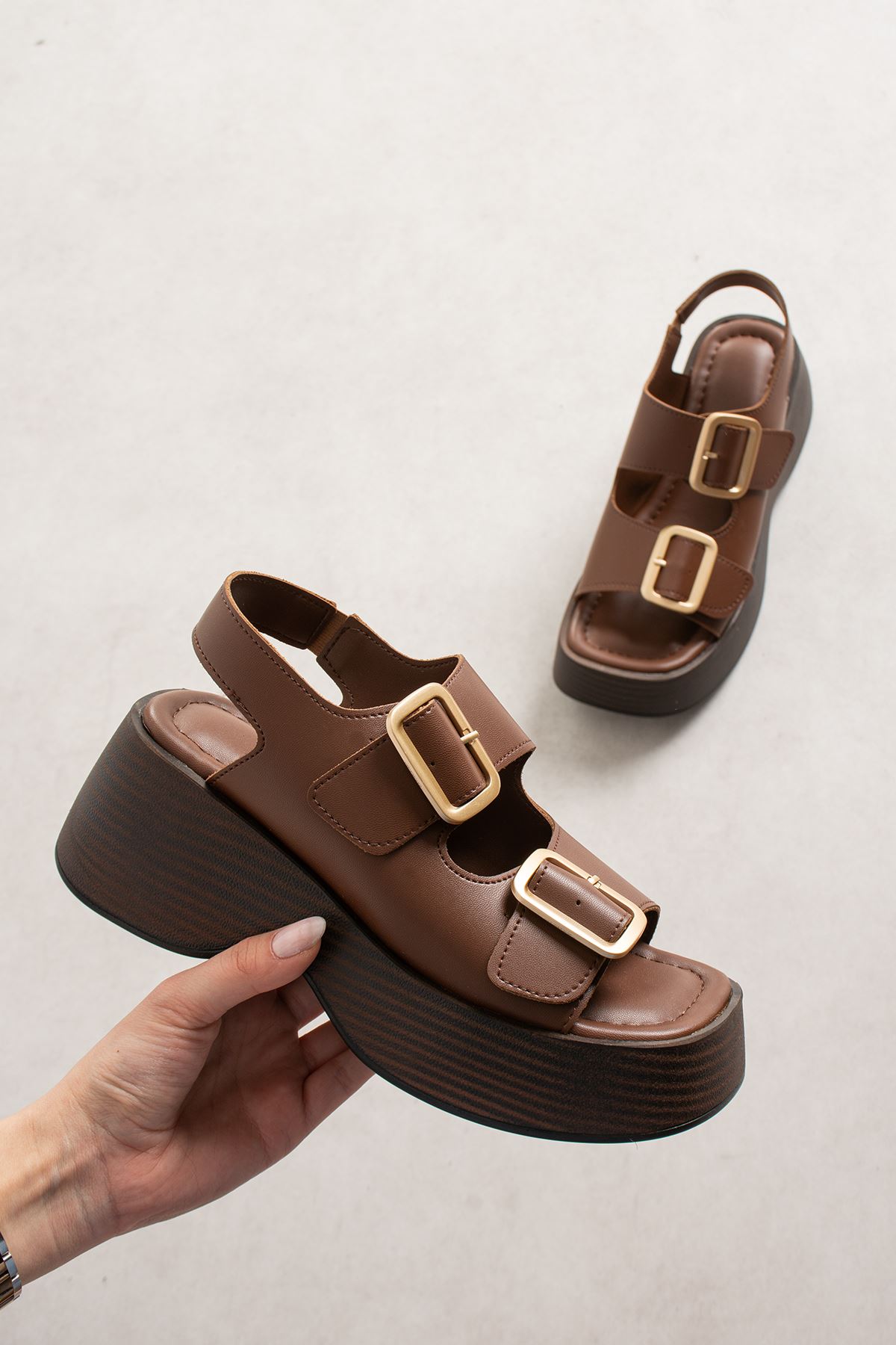 TOLYA TOKALI KAHVE SANDALET