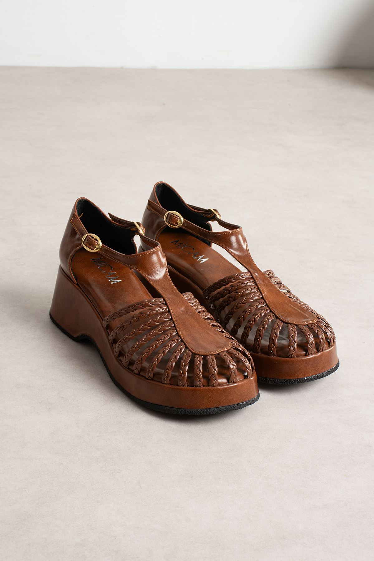 KELLY KAHVE ÖRGÜ SANDALET