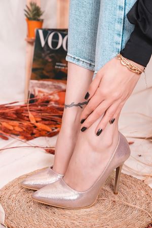 Beti-01 Stiletto Rose Gold Rugan Kadın Ayakkabı