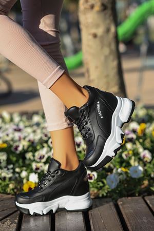 Frm-6001 Gizli Topuk Siyah Spor Kadın Ayakkabı