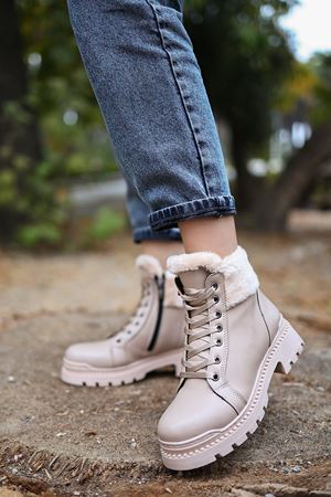 EMY-01 Nud Kürklü  Deri Bot