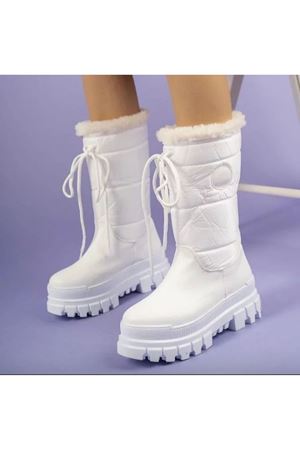 QUEEN -01 PARAŞÜT KÜRKLÜ BEYAZ BOT