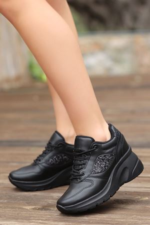 Napoli Siyah Dolgu Siyah Tabanlı Kadın Spor Ayakkabı