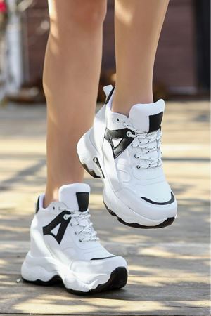 FRM-3007 BEYAZ SİYAH DETAY BAYAN SPOR