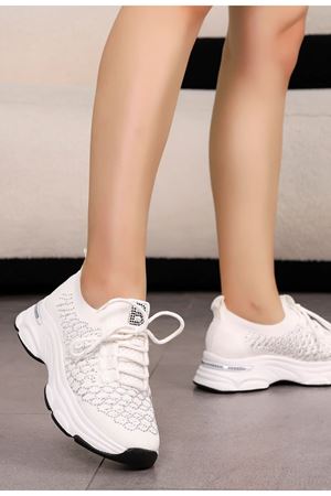 Siesta Beyaz Taş Detaylı Triko Spor Ayakkabı
