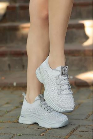 Siesta Gri Taş Detaylı Triko Spor Ayakkabı