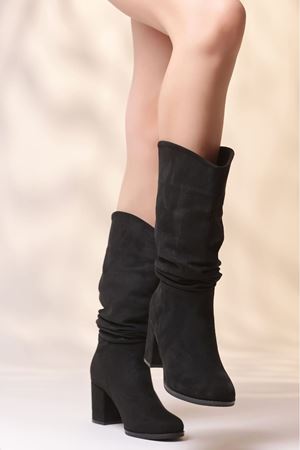 FLS-1001 KÖRÜKLÜ SİYAH SÜET ÇİZME 