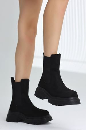 RİNA LASTİKLİ SİYAH SÜET KADIN BOT