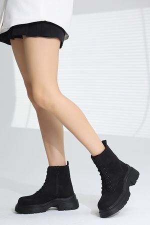 HERA BAGÇIKLI SİYAH SÜET  KADIN BOT