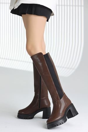 LENORA YANDAN STREÇ KAHVERENGİ ÇİZME