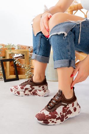 PRENSES STREÇ KAHVERENGİ KADIN SPOR AYAKKABI