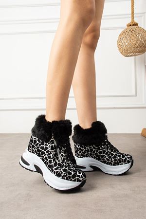 DİNAR KÜRKLÜ FERMUARLI BEYAZ LEOPAR BOT