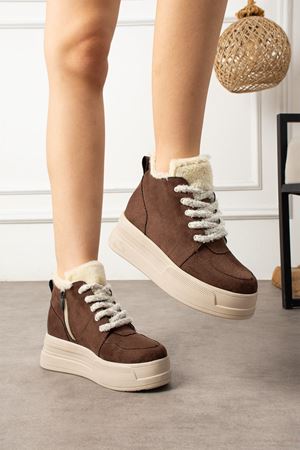 RİVA KAHVERENGİ KÜRKLÜ BOT