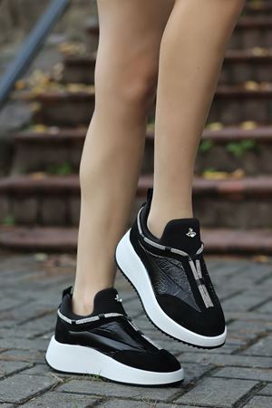 HOLLY KRAVAT TAŞLI SİYAH BEYAZ KADIN SPOR