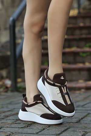 HOLLY KRAVAT TAŞLI KAHVERENGİ KREM KADIN SPOR