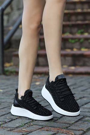 BETTY LAZER DESENLİ SİYAH KADIN SPOR