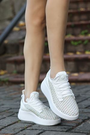 BETTY LAZER DESENLİ BEYAZ KADIN SPOR