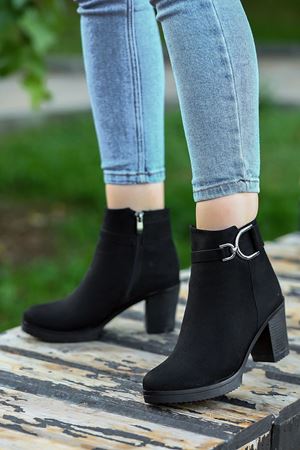 EMY-202 Siyah Süet Toka Detaylı Bot