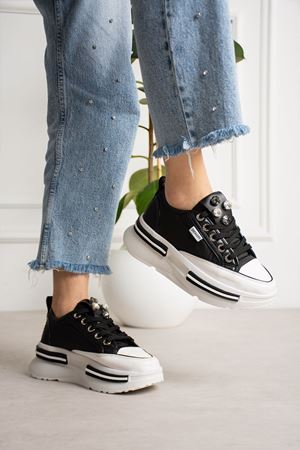 İNNA TAŞ DETAYLI SİYAH TABANLI SPOR