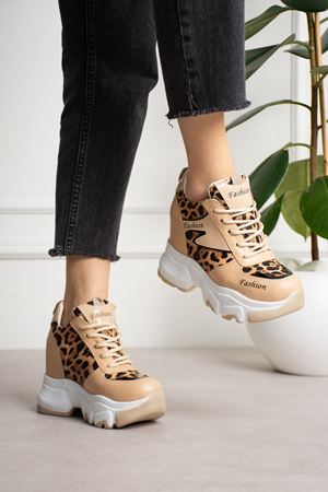 VALENCİA NUD LEOPAR GİZLİ TOPUKLU SPOR 