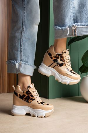 BETİS NUD LEOPAR GİZLİ TOPUKLU SPOR