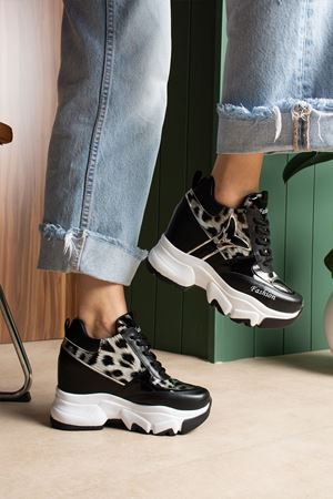 BETİS SİYAH LEOPAR GİZLİ TOPUKLU SPOR