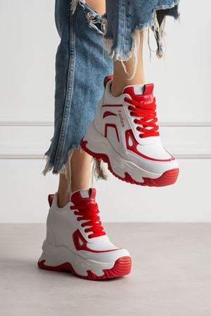 ZEYNA BEYAZ KIRMIZI GİZLİ TOPUKLU SPOR