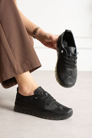 MİA SİYAH DERİ YAZLIK SPOR