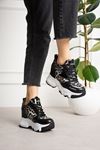 VALENCİA SİYAH LEOPAR GİZLİ TOPUKLU SPOR 