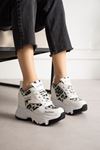VALENCİA BEYAZ LEOPAR GİZLİ TOPUKLU SPOR 